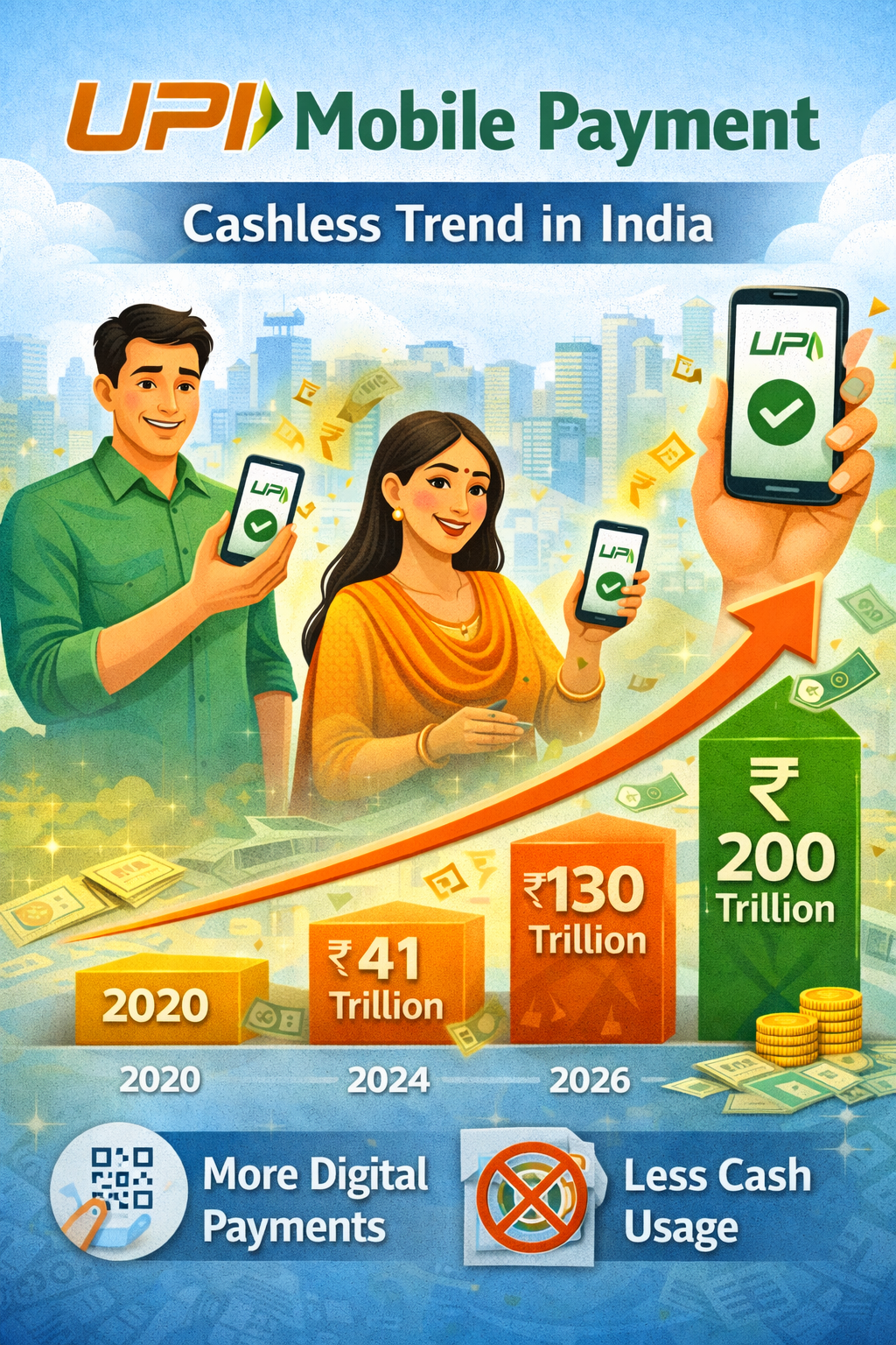 UPI mobile payment growth showing cashless trend in India